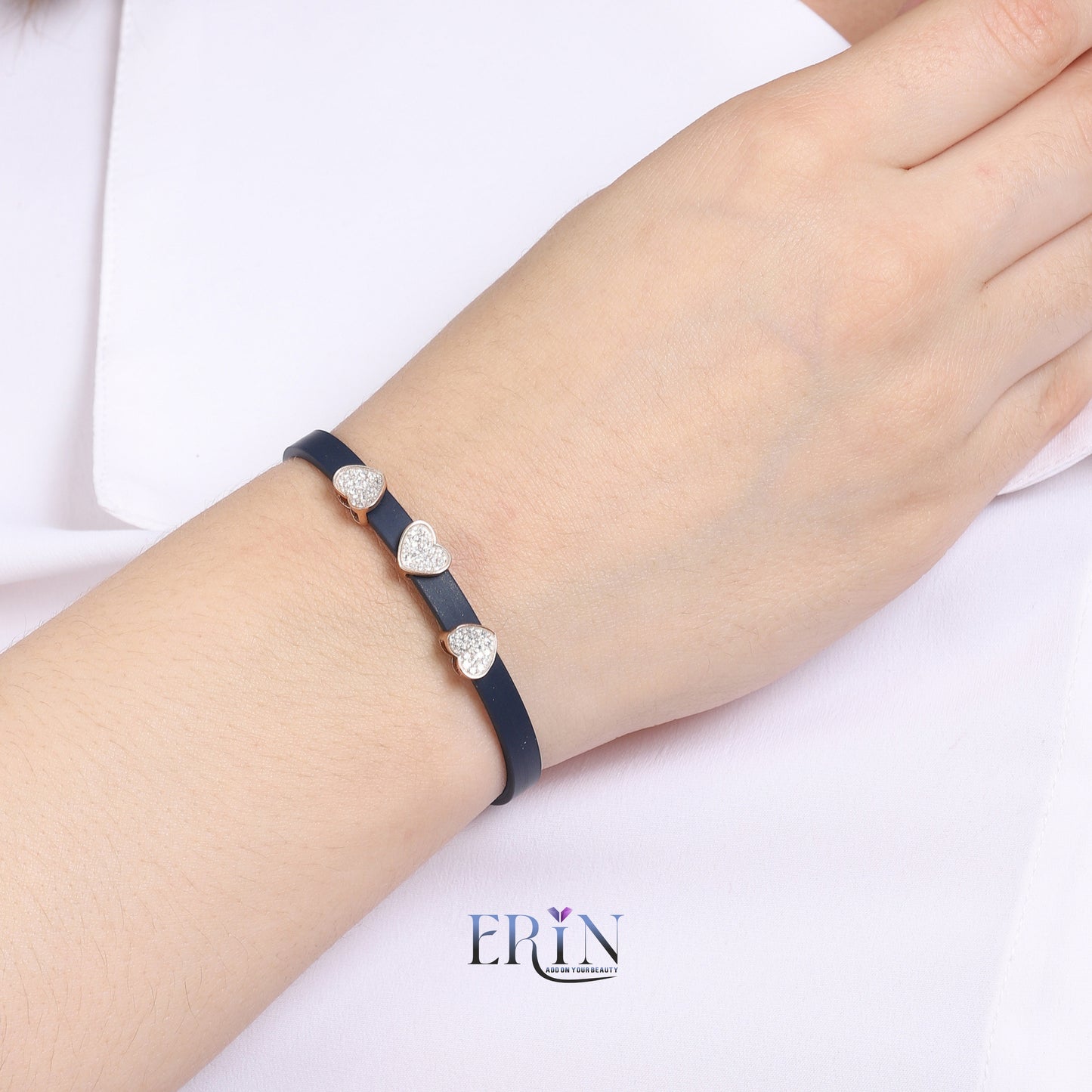 Beautiful Heart Design Silver Silicon Belt Bracelet For all