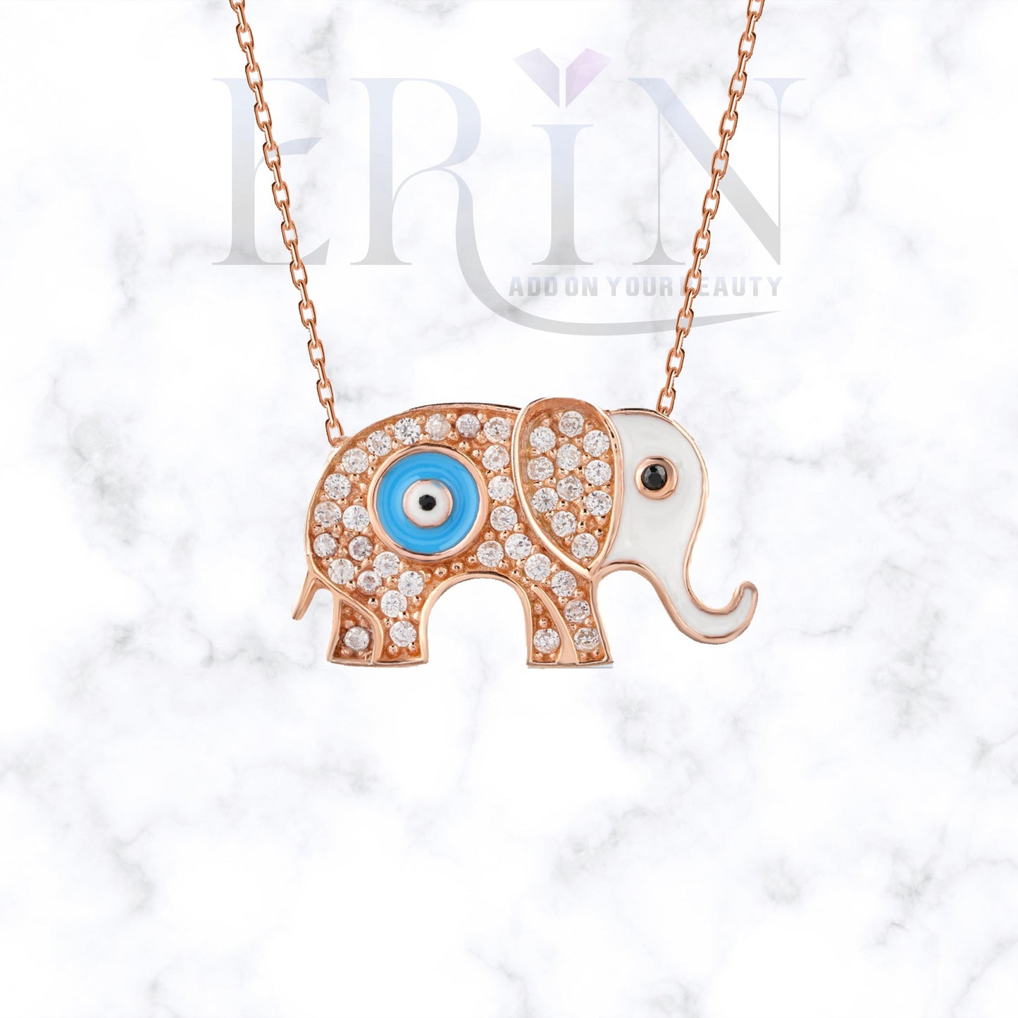 Erin Evil Eye Elephant 925 Sterling Silver Necklace