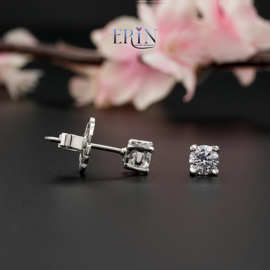 Silver Round Stud Small Earrings For Her