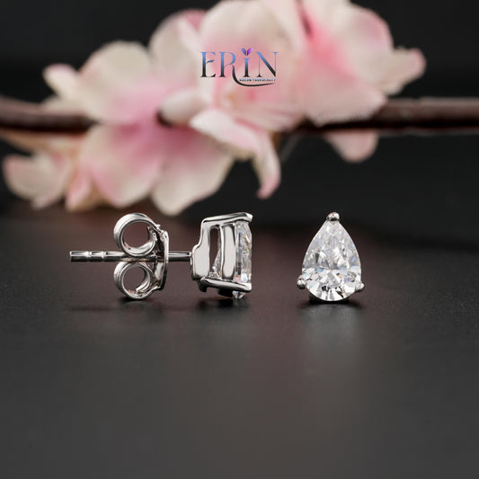 Silver Teardrop Stud Earrings For Her