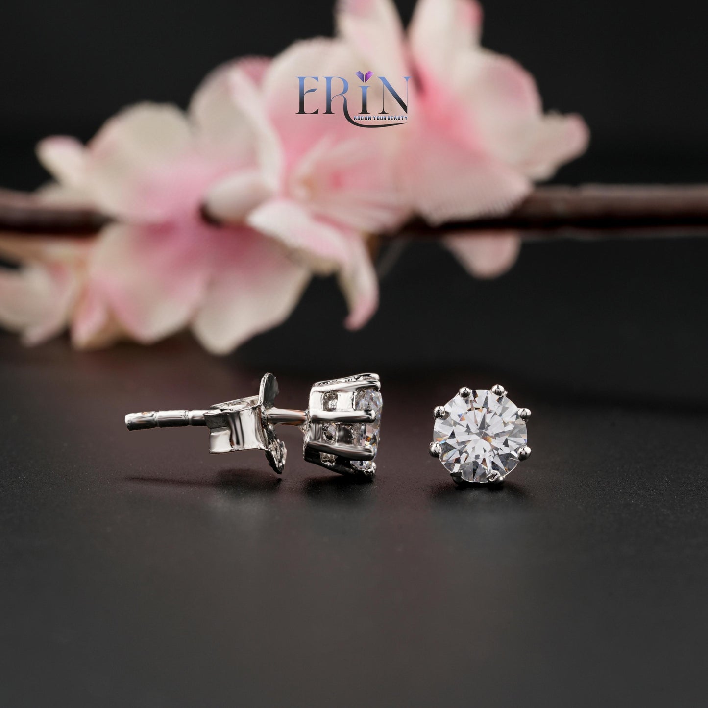 Silver Round Stud Earrings For Her