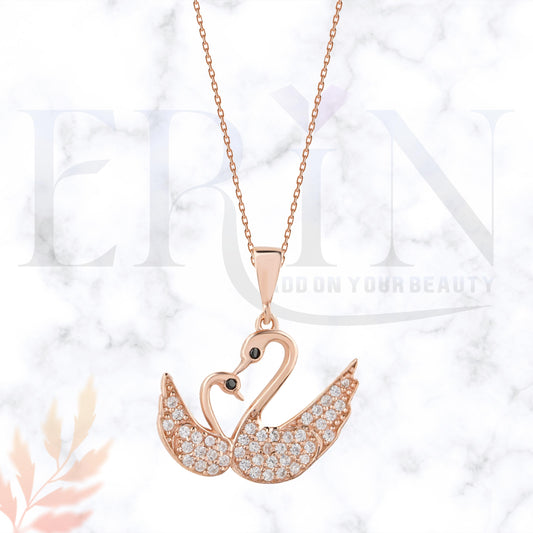 Twin Swan Pendant 925 Sterling Silver Necklace