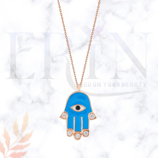 Evil Eye Hamsa Pendant 925 Sterling Silver Necklace