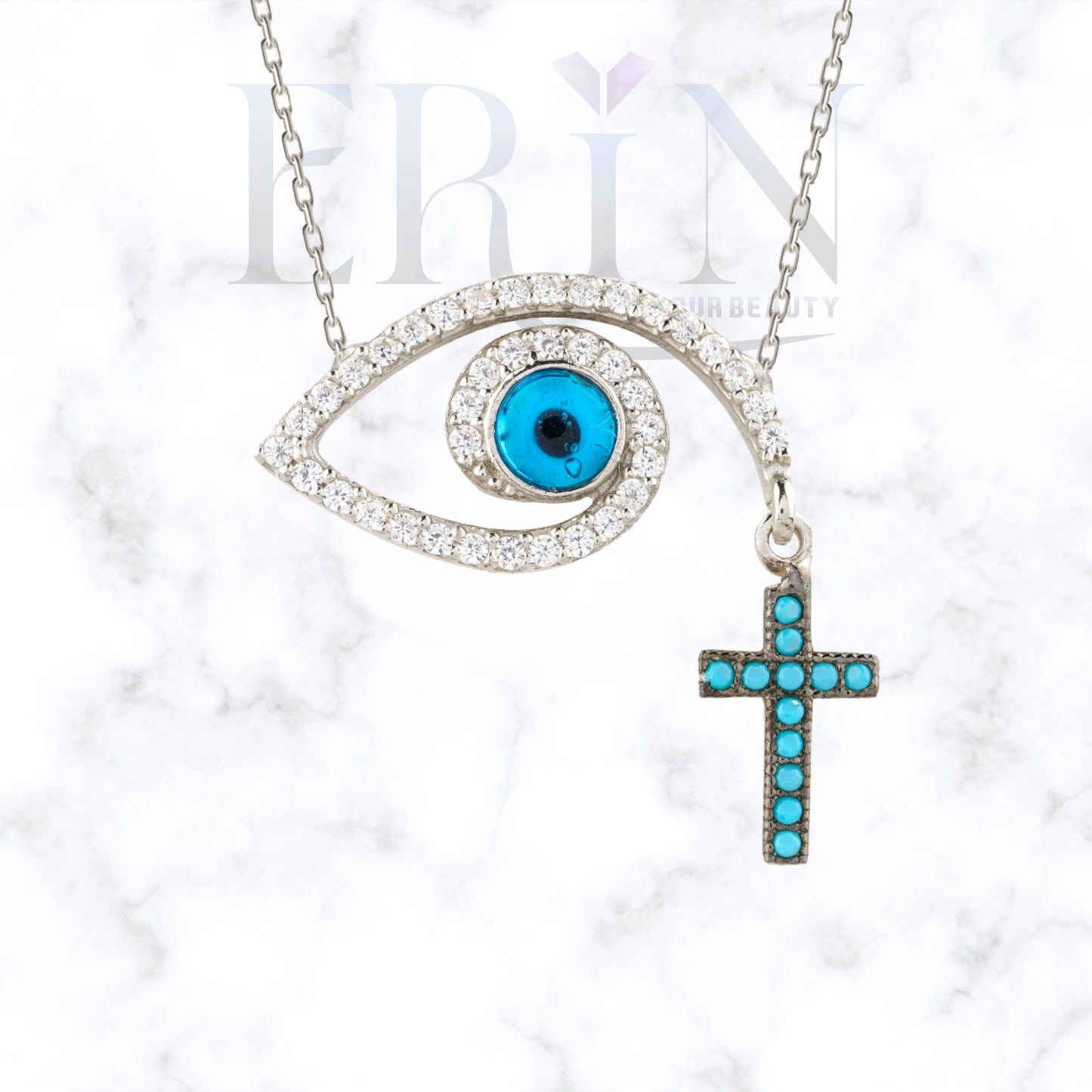 Evil Eye Pendant 925 Sterling Silver Necklace