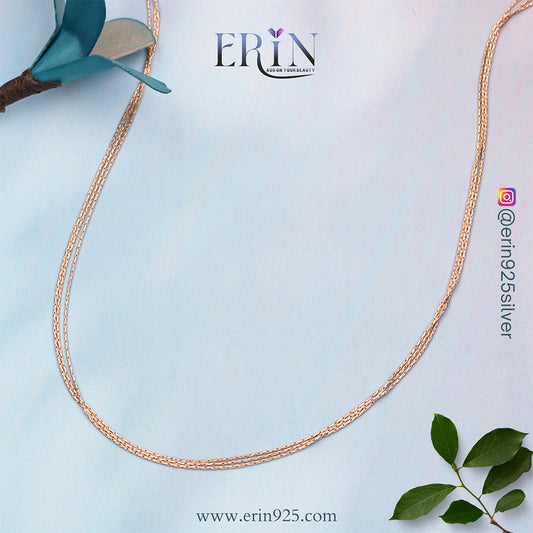 Beautiful 3 Layer Pure 925 Rose Gold Silver Chain